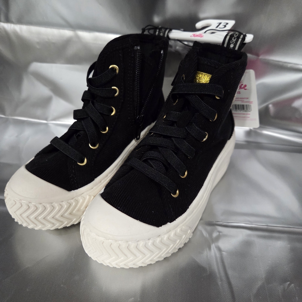 NWT Black High-Top Canvas Girls Sneakers with White Sole